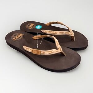 Reef Ginger Womens Beach Flip Flop Sandals Brown/Peach Size 7 NWT